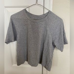 Cropped Everlane organic cotton raglan sleeve tee in heather gray